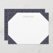 海軍と金ゴールドの継モノグラムの続具 ノートカード (正面/裏面)