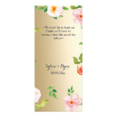 海軍と金ゴールドの花結婚のメニュー ラックカード (裏面)