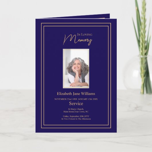 海軍と金ゴールドの葬儀の順序Photo Card カード (正面)