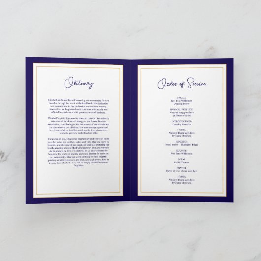 海軍と金ゴールドの葬儀の順序Photo Card カード (内部)