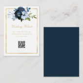 海軍と金ゴールドのQRコー結婚ドのウェブサイト エンクロージャーカード (正面/裏面)