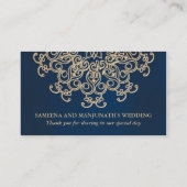 海軍と金ゴールドインディアンインスパイア座席座席表 プレイスカード (裏面)