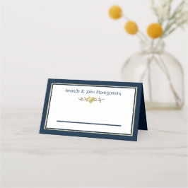 海軍と金ゴールドエレガントな結婚式 プレイスカード