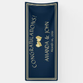 海軍と金ゴールドエレガントな結婚祝い 横断幕 (縦)