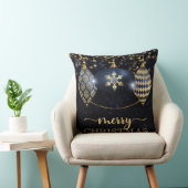 海軍と金ゴールドエレガントバウブルメリークリスマス クッション (椅子)