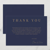 海軍と金ゴールドエレガントフォーマル結婚のサンキューカード サンキューカード (正面/裏面)