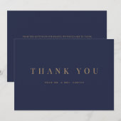海軍と金ゴールドエレガントフォーマル結婚のサンキューカード サンキューカード (正面/裏面)