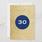 海軍と金ゴールドグリッターの驚きパーティー誕生日 招待状 (裏面)