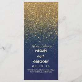 海軍と金ゴールドグリッターヴィンテージ結婚式プログラム プログラム