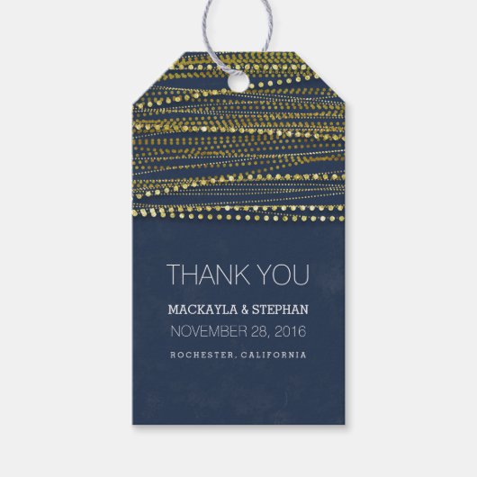 海軍と金ゴールドグリッター結婚の感謝 ギフトタグ (正面)