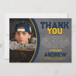 海軍と金ゴールドシャルボード卒業サンキューカード 招待状