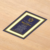 海軍と金ゴールドスター・オブ・デイビッドバー（ユダヤ教の）バル・ミツバー アクリル招待状 (レイダウン)