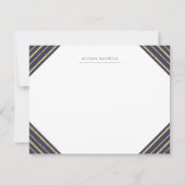 海軍と金ゴールドストライプの便モノグラムの具 ノートカード (正面)