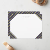 海軍と金ゴールドストライプの便モノグラムの具 ノートカード (正面/裏面インサイチュ)