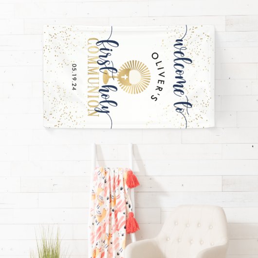 海軍と金ゴールドボーイ第1聖餐式へようこそ 横断幕 (インサイチュ)