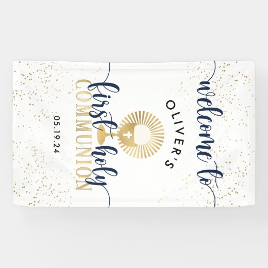 海軍と金ゴールドボーイ第1聖餐式へようこそ 横断幕 (横)