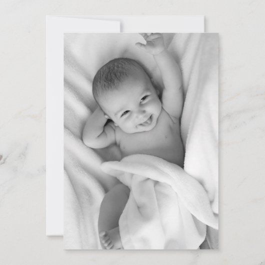 海軍と金ゴールドモダンのバプテスマ写真 サンキューカード (裏面)