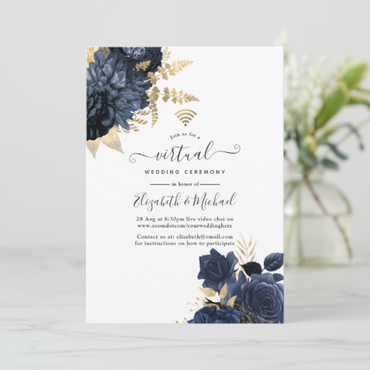 海軍と金ゴールドヴィンテージシャビーバラバーチャル結婚ズ 招待状 (スタンド正面)