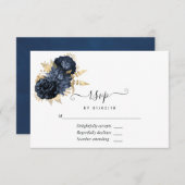 海軍と金ゴールドヴィンテージシャビーバラ 出欠カード (正面/裏面)