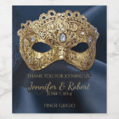 海軍と金ゴールド仮装結婚のワインラベル ワインラベル (シングルラベル)