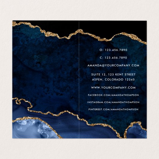 海軍と金ゴールド大切瑪瑙企業の石 名刺 (内部フラット)