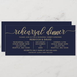 海軍と金ゴールド書道リハーサルディナー 招待状