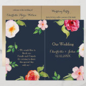 海軍と金ゴールド水色の花結婚類 (正面/裏面)