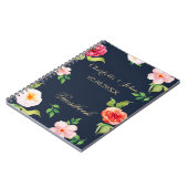海軍と金ゴールド水色の花結婚類 ノートブック (左側)