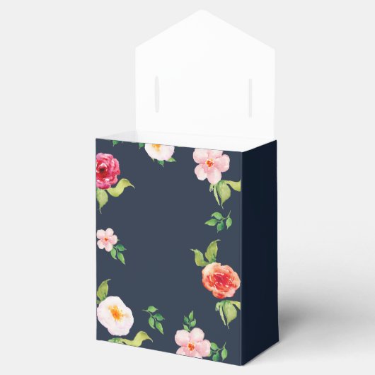 海軍と金ゴールド水色の花結婚類 フェイバーボックス (オープン)