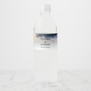 海軍と金ゴールド結婚のウォーターボトルラベル ペットボトルラベル