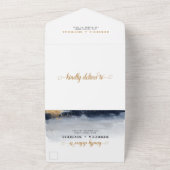 海軍と金ゴールド結婚の式が一堂に オールインワン招待状 (外側)