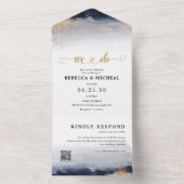 海軍と金ゴールド結婚の式が一堂に オールインワン招待状 (内側)