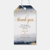 海軍と金ゴールド結婚の式の贈り物ラベル ギフトタグ (正面)