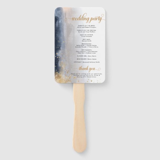 海軍と金ゴールド結婚の式典プログラムのハンドファン ハンドファン (裏面)