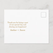 海軍と金ゴールド結婚の感謝はがき 案内ポストカード (裏面)