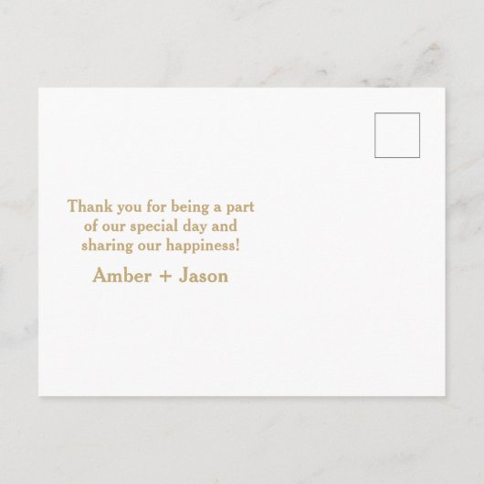 海軍と金ゴールド結婚の感謝はがき 案内ポストカード (裏面)