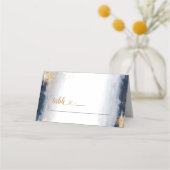 海軍と金ゴールド結婚の折り畳み座席表 プレイスカード (正面)