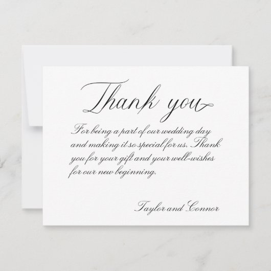 海軍と金ゴールド結婚の書道 サンキューカード (正面)