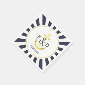 海軍と金ゴールド航海の結婚ズ スタンダードカクテルナプキン (角)