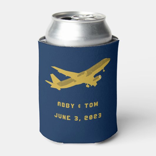 海軍と金ゴールド航空結婚のgroomsmenギフト缶 缶クーラー (缶正面)