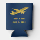 海軍と金ゴールド航空結婚のgroomsmenギフト缶 缶クーラー (正面)