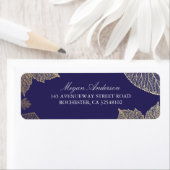 海軍と金ゴールド葉の秋の結婚式 ラベル (インサイチュ)