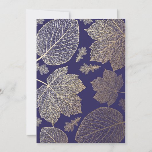 海軍と金ゴールド葉の秋誕生会 招待状 (裏面)