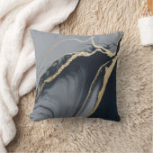 海軍と金ゴールド装飾用クッションの流体大理石の渦巻き クッション (ブランケット)