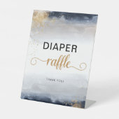 海軍と金ゴールド赤ちゃんシャワーおむつラッフルサイン 台座サイン (正面)