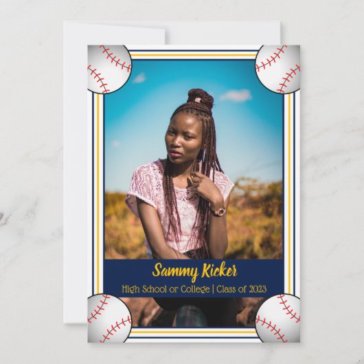 海軍と金ゴールド野球の卒業 案内状 (正面)