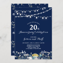 海軍と金ゴールド20周年結婚招待状