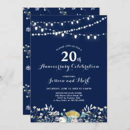 海軍と金ゴールド20周年結婚招待状 招待状