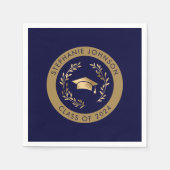 海軍と金ゴールド2024年卒業パーティーのクラス スタンダードカクテルナプキン (正面)