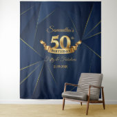 海軍と金ゴールド50th誕生日の背景タペストリー タペストリー (インサイチュ)